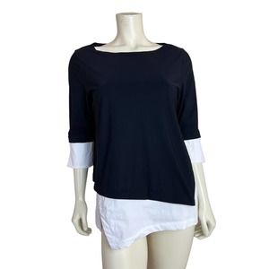 Porto San Francisco Shirt Asymmetrical Black White Lagenlook Layer Art to Wear M